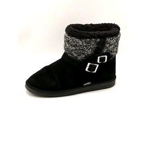 LUK EES Womens Winter Boots Black Faux Suede‎ Sweater Ankle Pull On Faux Fur 6